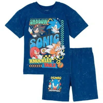 Sega Kids'  Sonic The Hedgehog 2-piece Tee And Shorts Set In Blue