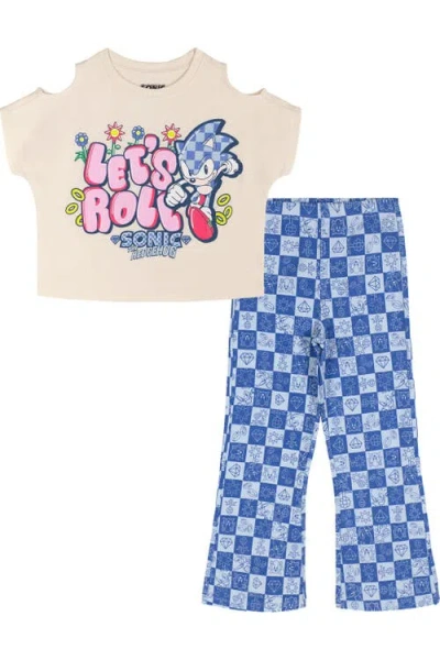 Sega Kids'  Sonic The Hedgehog 2-piece T-shirt And Flare Leggings Set In Blue