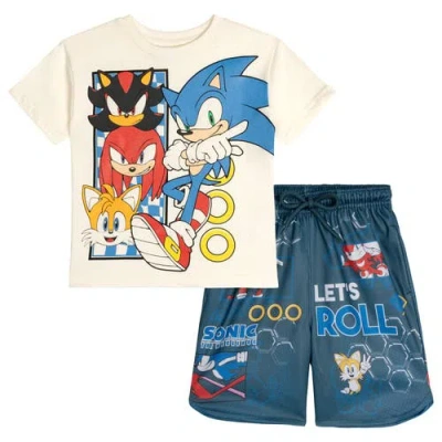 Sega Kids'  Sonic The Hedgehog Boys' Athletic 2-piece Tee And Shorts Set In Blue