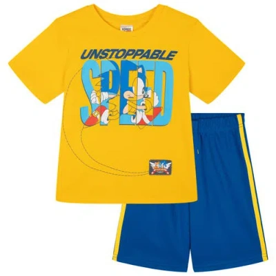 Sega Kids'  Sonic The Hedgehog Boys' Athletic 2-piece Tee And Shorts Set In Yellow