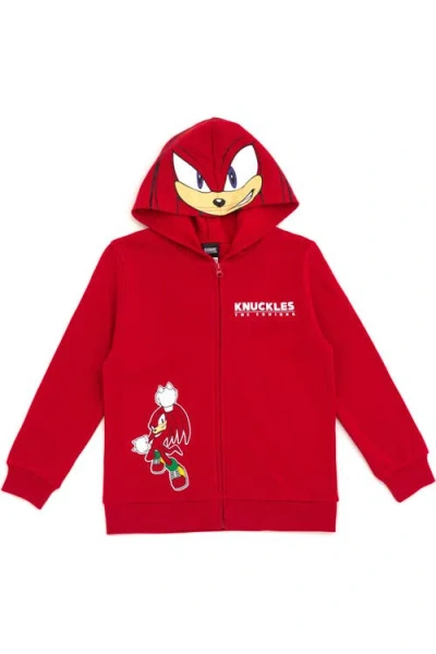 Sega Kids'  Sonic The Hedgehog Fleece Zip-up Hoodie In Knuckles Red