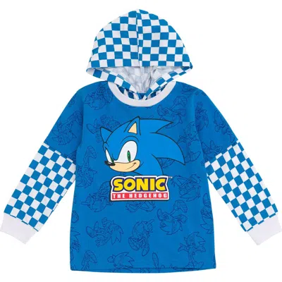 Sega Sonic The Hedgehog Hooded Long Sleeve T-shirt In Blue