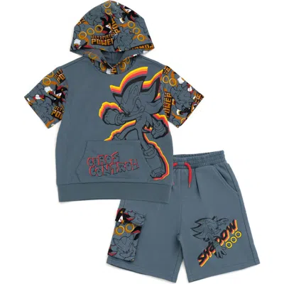 Sega Kids'  Sonic The Hedgehog Short Sleeve Hoodie & Shorts Set In Gray