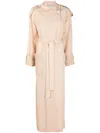 Sehnsucht Atelier Long Belted Silk Trench Coat In Neutral