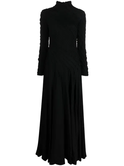 Sehnsucht Atelier Plissé-effect Draped Dress In Black