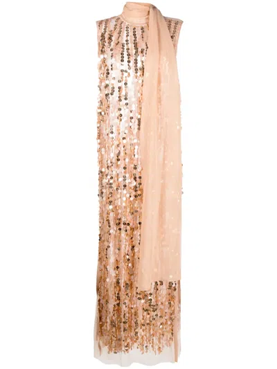 Sehnsucht Atelier Sleeveless Sequin Long Dress In Neutrals