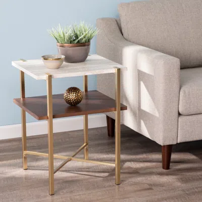Sei Ardmillan Square Faux Marble End Table With Storage