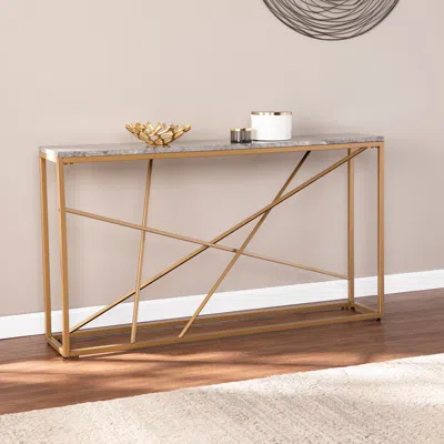 Sei Arendal Faux Marble Skinny Console Table