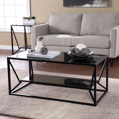 Sei Argall Glass-top Cocktail Table With Storage