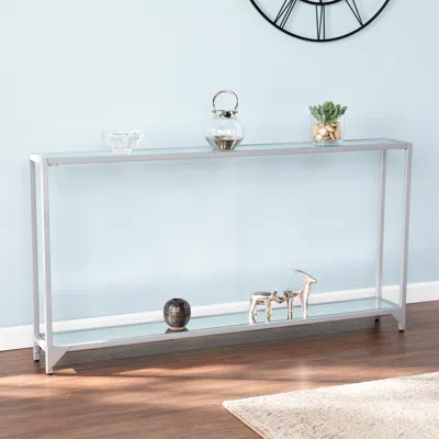 Sei Bergen Narrow Metal Console Table Silver