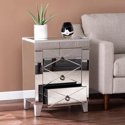 Sei Cresheim Mirrored End Table With Drawers