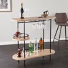 Sei Dagney Wine Bar Table With Glassware Storage Natural And Black Finish