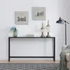 Sei Darrin Narrow Long Console Table With Mirrored Top Black