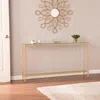 Sei Darrin Narrow Long Console Table With Mirrored Top Gold