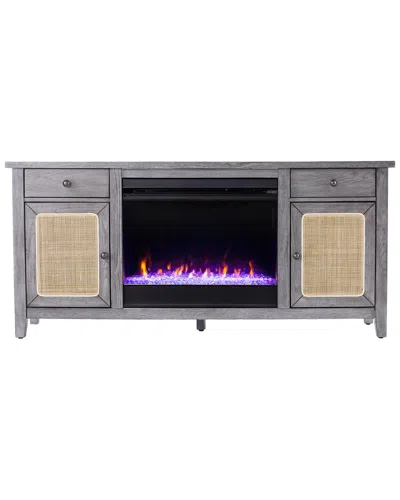 Sei Furniture Edderton Color Changing Fireplace With Media Storage In Gray