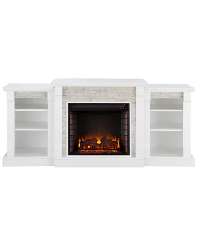 Sei Furniture Gallatin Electric Fireplace With Bookcases In White