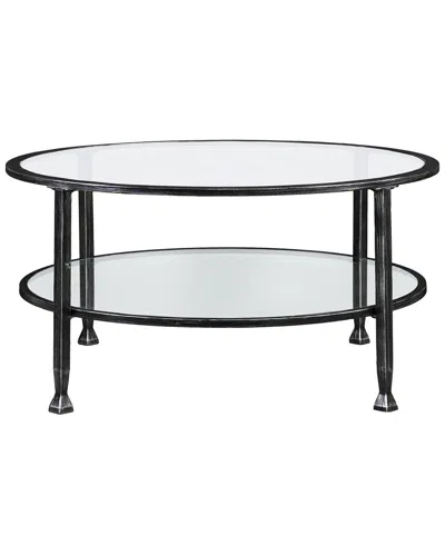 Sei Furniture Jaymes Metal & Glass Round Cocktail Table In Black