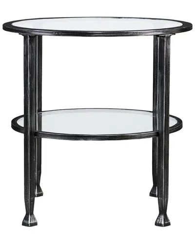Sei Furniture Jaymes Metal & Glass Round End Table In Black