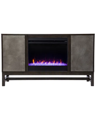 Sei Furniture Lannington Color Changing Fireplace With Media Storage In Gray