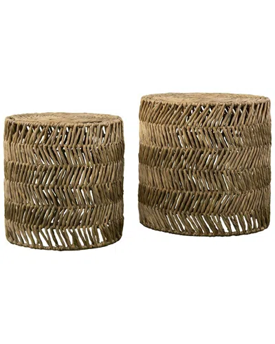Sei Furniture Set Of 2 Davari Water Hyacinth Nesting Tables In Brown