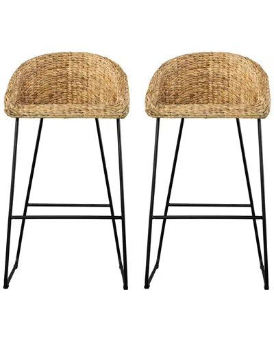 Sei Furniture Set Of 2 Landrine Water Hyacinth Bar Stools In Brown