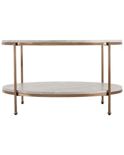 Sei Furniture Silas Faux Stone Cocktail Table In Gold