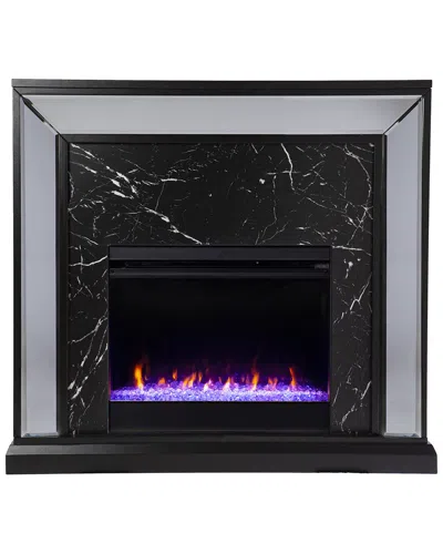 Sei Furniture Trandling Mirrored Color Changing Fireplace In Black