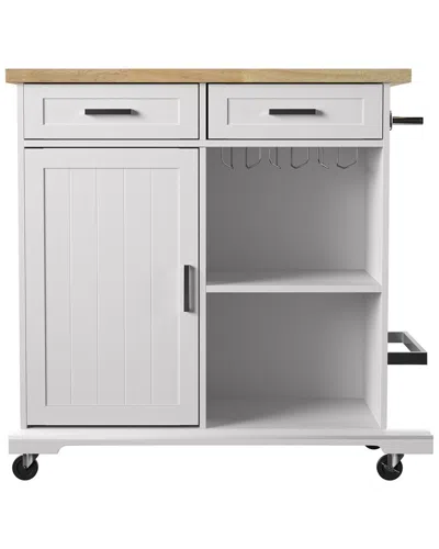 Sei Furniture Warkin Rolling Kitchen Island In White