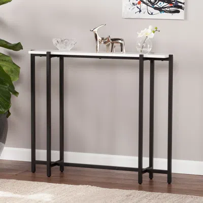 Sei Helena Contemporary Narrow Mini Console Table Black With White