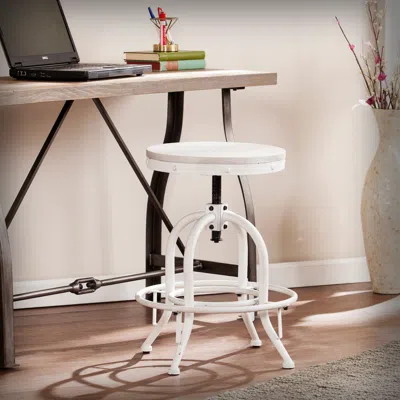 Sei Industrial Adjustable Height Swiveling Stool White