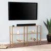 Sei Jaymes Narrow Metal Console Table With Glass Shelves Gold