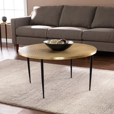 Sei Judmont Round Cocktail Table With Embossed Top