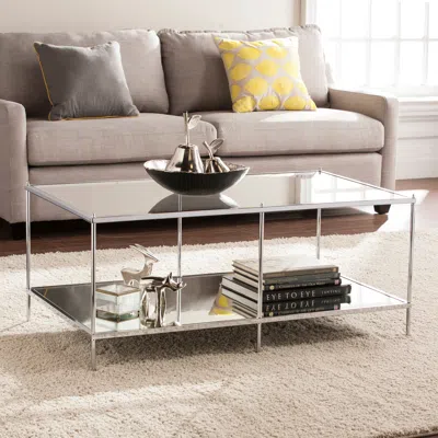 Sei Knox Glam Mirrored Cocktail Table Chrome
