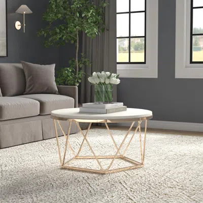 Sei Luna Faux Stone Round Coffee Table