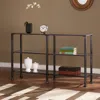 Sei Metal Glass 3 Tier Console Table Distressed Black