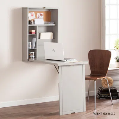 Sei Minford Fold-out Convertible Wall Mount Desk - Gray