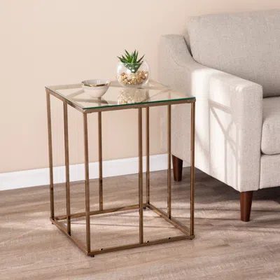 Sei Nicholance Contemporary End Table With Glass Top