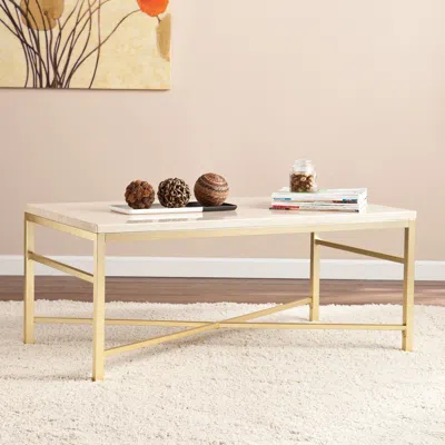 Sei Orinda Faux Stone Cocktail Table Travertine