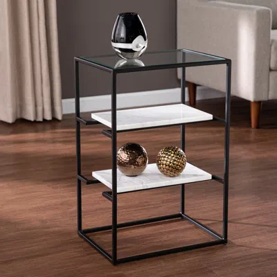 Sei Paignton Glass Top End Table With Storage