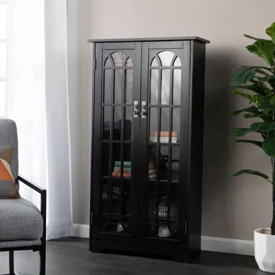 Sei Window Pane Media Cabinet Black