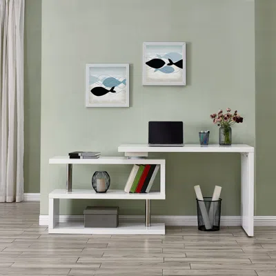 Sei Yates Multifunctional Corner L Desk With Shelves