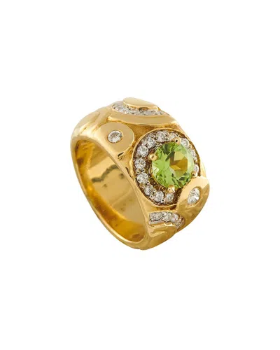 Pre-owned Seidengang 18k 0.66 Ct. Tw. Diamond & Peridot Ring (authentic Pre-loved)