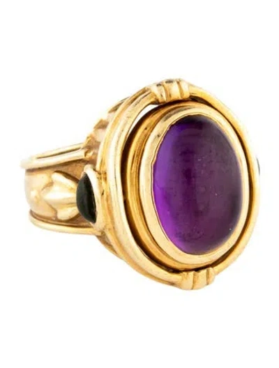 Pre-owned Seidengang 18k Amethyst & Diopside Reversible Cocktail Ring In Multicolor