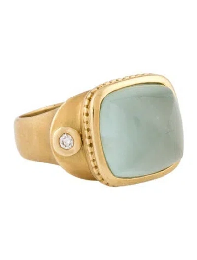 Pre-owned Seidengang 18k Aquamarine & Diamond Athena Cocktail Ring In Multicolor