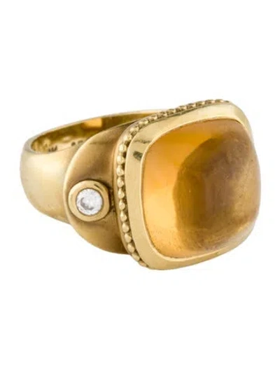 Pre-owned Seidengang 18k Citrine & Diamond Athena Cocktail Ring In Multi