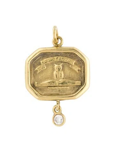 Pre-owned Seidengang 18k Diamond Owl Pendant, 1.25" In Multicolor