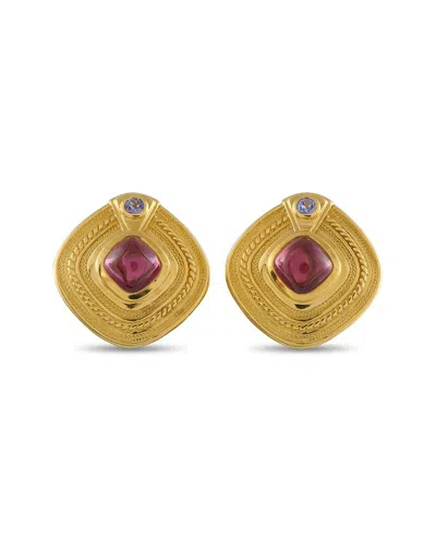 Pre-owned Seidengang 18k Garnet And Iolite Earring (authentic Pre-loved) In Gold