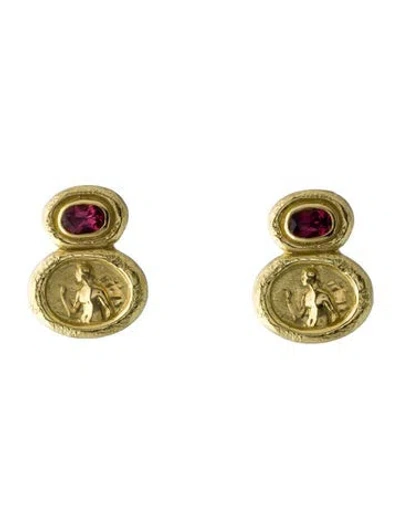 Pre-owned Seidengang 18k Garnet Odyssey Earclips In Multi