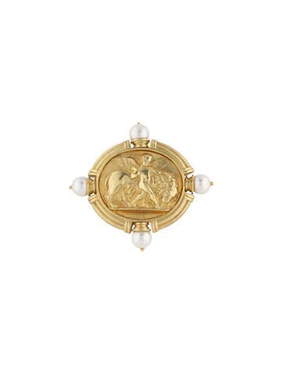 Pre-owned Seidengang 18k Pearl Brooch In Multicolor