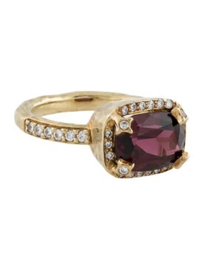 Pre-owned Seidengang 18k Rhodolite Garnet & Diamond East West Cocktail Ring In Multicolor